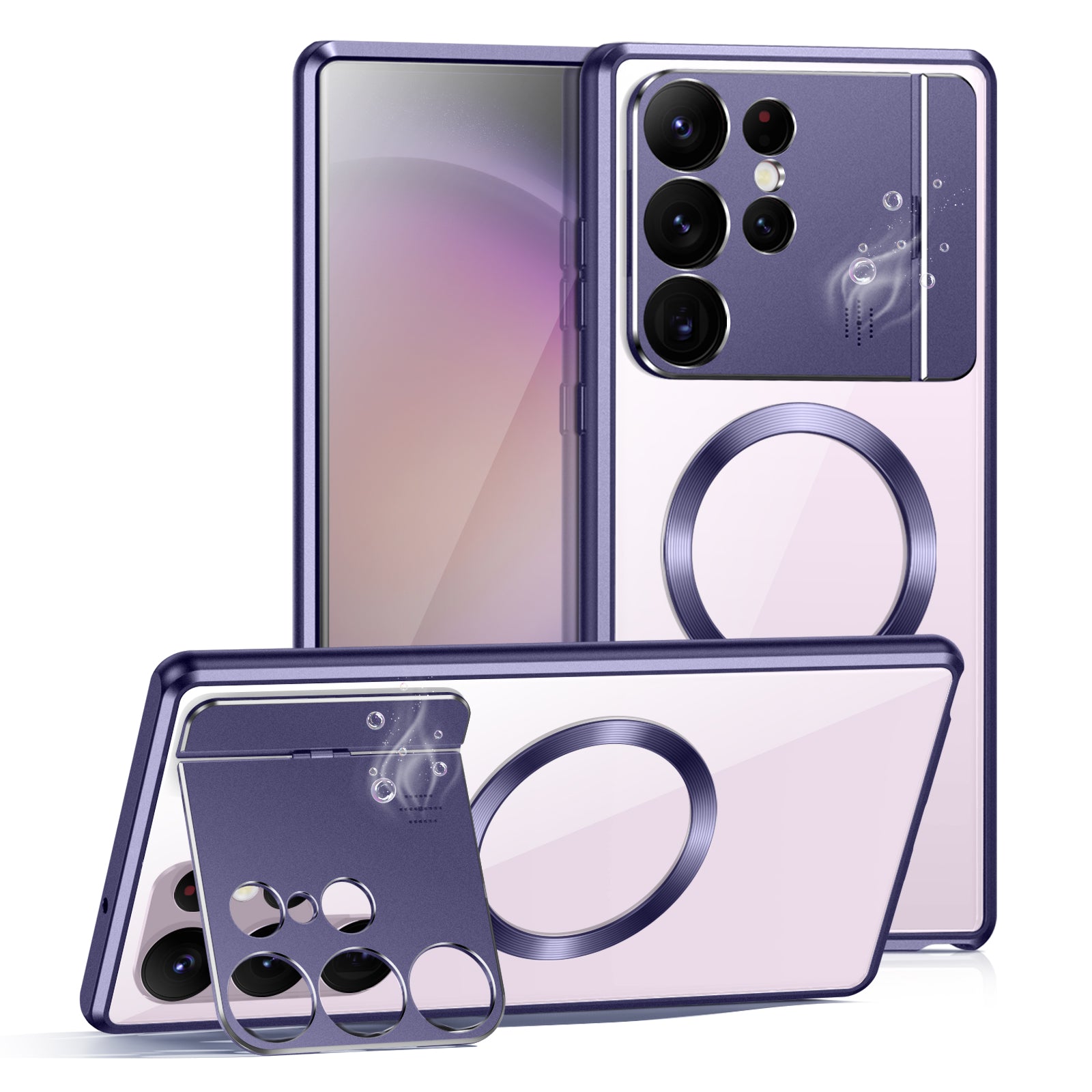 Alloy Acrylic Back Phone Cover for Samsung Galaxy S23 Ultra 5G Aroma Design Lens Guard Kickstand Case Compatible with MagSafe Alloy Acrylic Back Phone Cover for Samsung Galaxy S23 Ultra 5G Aroma Design Lens Guard Kickstand Case Compatible with MagSafe